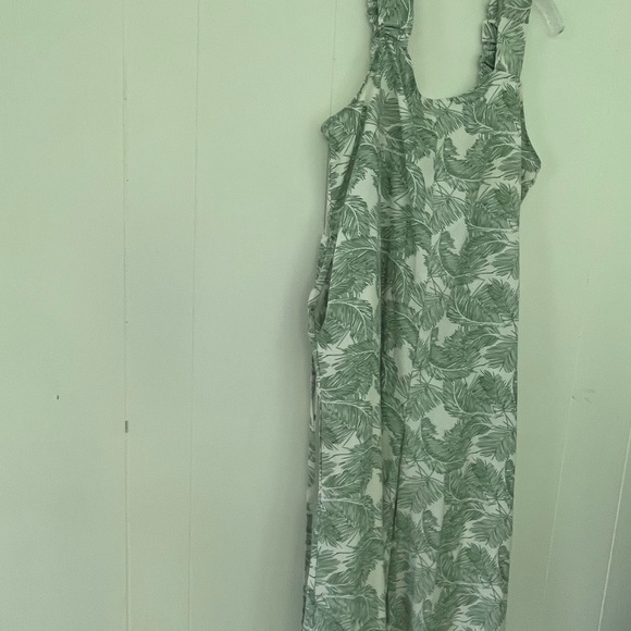 P. Cill Island In The Sun Linen Viscose Jumpsuit Green Leaf Print Size XL - Picture 5 of 16